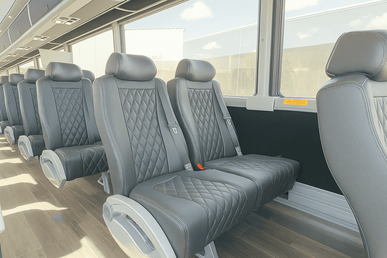 interior of Mission Viejo Coach Bus Service charter bus