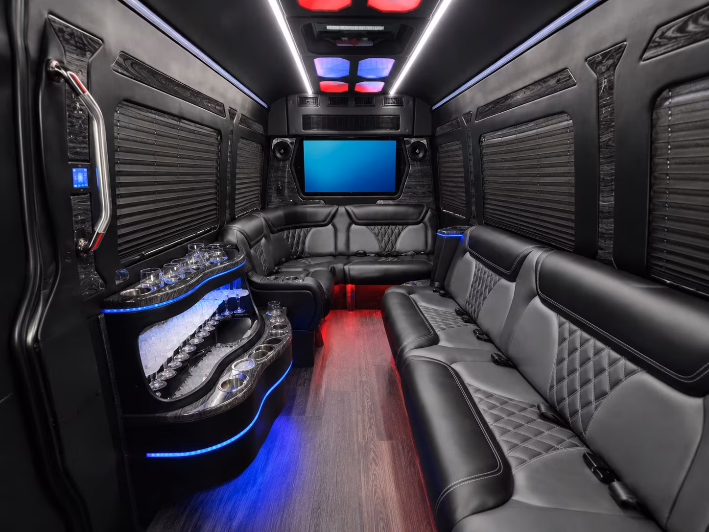 mission viejo 20 passenger party bus inside